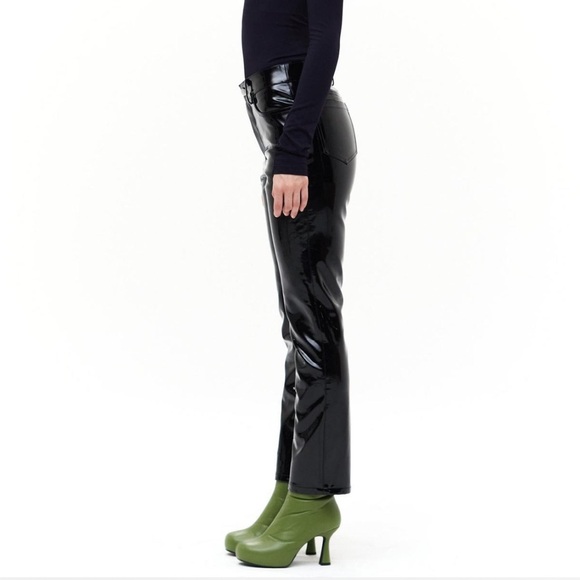 SIMON MILLER Patent Faux Leather Pants 26 Black Goth Dark Romantic Wet Look - Picture 7 of 15